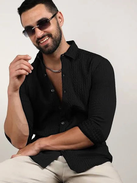 Campus Sutra Men's Chain-Creased Shirt